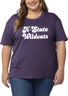 K-State Wildcats Womens Purple Melange + Short Sleeve T-Shirt