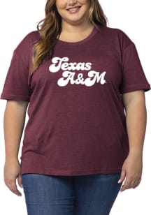 Texas A&amp;M Aggies Womens Maroon Melange + Short Sleeve T-Shirt