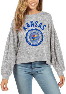 Kansas Jayhawks Womens Grey Puff Crew Sweatshirt