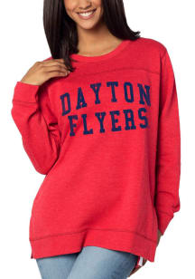 Dayton Flyers Womens Red Back to Basics Crew Sweatshirt