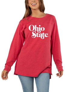 Womens Red Ohio State Buckeyes Tunic LS Tee