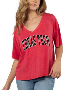 Texas Tech Red Raiders Womens Red Burnout Jersey Short Sleeve T-Shirt