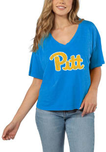 Pitt Panthers Womens Blue Burnout Jersey Short Sleeve T-Shirt