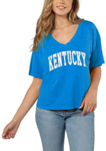 Kentucky Wildcats Womens Blue Burnout Jersey Short Sleeve T-Shirt