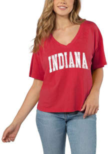 Indiana Hoosiers Womens Crimson Burnout Jersey Short Sleeve T-Shirt