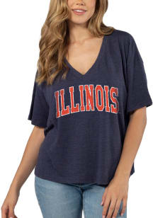 Illinois Fighting Illini Womens Navy Blue Burnout Jersey Short Sleeve T-Shirt