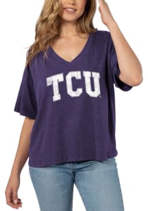 TCU Horned Frogs Womens Purple Burnout Jersey Short Sleeve T-Shirt