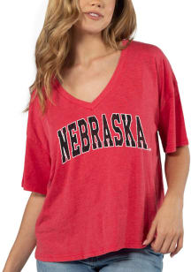 Nebraska Cornhuskers Womens Red Burnout Short Sleeve T-Shirt