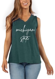 Michigan State Spartans Womens Green Sunkissed Tank Top