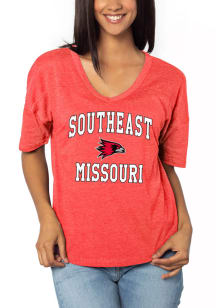 Southeast Missouri State Redhawks Womens Red Happy Jersey Short Sleeve T-Shirt