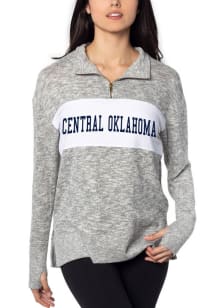 Central Oklahoma Bronchos Womens Grey Cozy Fleece 1/4 Zip Pullover