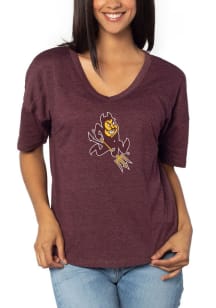 Arizona State Sun Devils Womens Maroon Happy Short Sleeve T-Shirt
