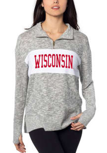 Womens Grey Wisconsin Badgers 1/4 Zip 1/4 Zip Pullover