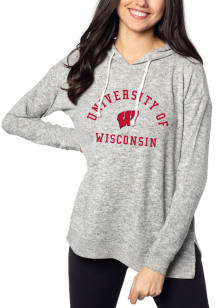Womens Grey Wisconsin Badgers Tunic Hood Hooded Sweatshirt