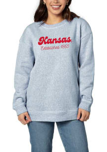 Kansas Jayhawks Womens Navy Blue Warm Up Crew Sweatshirt