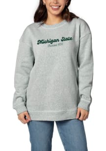 Michigan State Spartans Womens Green Warm Up Crew Sweatshirt