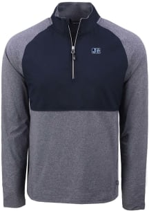 Cutter and Buck Jackson State Tigers Mens Navy Blue Adapt Eco Hybrid Long Sleeve Qtr Zip Pullover