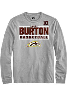 Max Burton Western Michigan Broncos Grey NIL Stacked Box Long Sleeve Player T Shirt