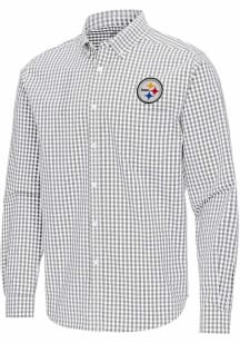Antigua Pittsburgh Steelers Mens Ash Ellis Long Sleeve Dress Shirt
