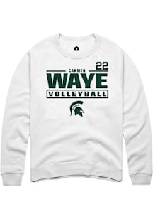 Carmen Waye Michigan State Spartans Mens White NIL Stacked Box Player Crew