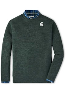 Mens Green Michigan State Spartans Autumn Crest Honeycomb Long Sleeve Sweater