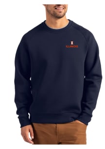 Mens Illinois Fighting Illini Navy Blue Cutter and Buck Roam Crew Sweatshirt
