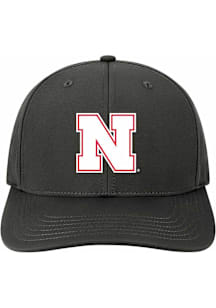 Nebraska Cornhuskers Mens Black Back Nine Stretch Fit Wordmark Flex Hat