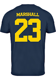 Jordan Marshall Michigan Wolverines Navy Blue Football Name And Number Short Sleeve Player T Shirt