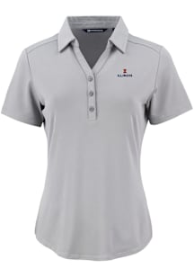Cutter and Buck Illinois Fighting Illini Womens Ash Forge Eco Polo Short Sleeve Polo Shirt