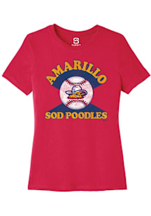 Summit Sportswear Amarillo Sod Poodles Womens Red Soft Arch Short Sleeve T-Shirt