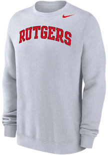 Nike Rutgers Scarlet Knights Mens White Club Fleece Long Sleeve Crew Sweatshirt