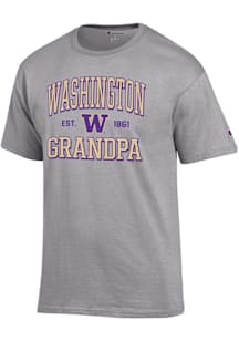 Champion Washington Huskies Grey Est. Date Grandpa Jersey Short Sleeve T Shirt