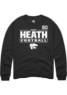 Brock Heath Rally Mens Black K-State Wildcats NIL Stacked Box Player Crew