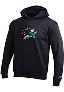 Champion San Jose Sharks Youth Black Powerblend Long Sleeve Hoodie