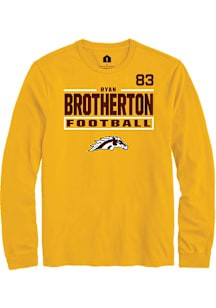 Ryan Brotherton Western Michigan Broncos Gold Football NIL Stacked Box Long Sleeve Player T Shirt