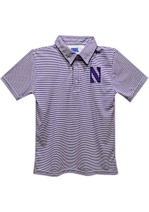 Vive La Fete Northwestern Wildcats Toddler Purple Pencil Stripe Short Sleeve Polo Shirt