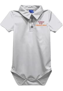 Vive La Fete Virginia Tech Hokies Baby White Team Short Sleeve One Piece Polo
