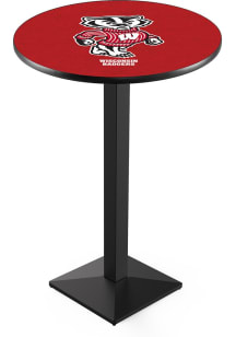 Black Wisconsin Badgers Mascot Square Base Pub Table