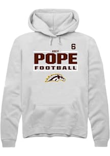 Joey Pope Western Michigan Broncos Mens White Football NIL Stacked Box Player Hood