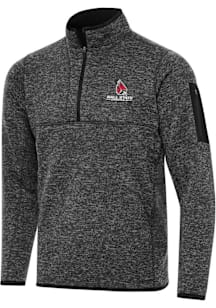 Antigua Ball State Cardinals Mens Black Fortune Long Sleeve Qtr Zip Pullover