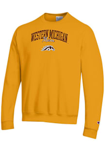 Champion Western Michigan Broncos Mens Gold Mom Script Powerblend Long Sleeve Crew Sweatshirt