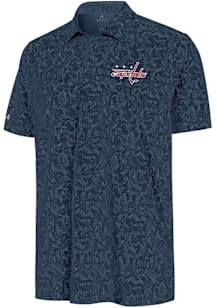 Antigua Washington Capitals Mens Navy Blue Lush Short Sleeve Polo