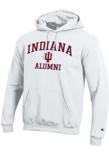 Mens Indiana Hoosiers White Champion Logo Alumni Powerblend Hooded Sweatshirt