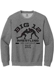 Summit Sportswear Big 12 Mens Graphite 2026 Wrestling Championship Long Sleeve Crew Sweatshirt