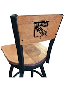 New York Rangers Maple Seat Maple Back Swivel Pub Stool - Brown