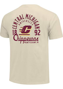 Central Michigan Chippewas Ivory Mascot Overlay Short Sleeve T Shirt