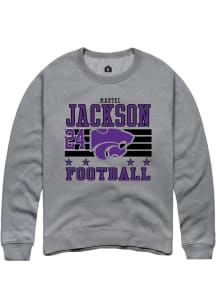 Martel Jackson Rally Mens Grey K-State Wildcats NIL Striped Player Crew