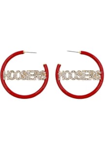 Pave Enamel Hoop Indiana Hoosiers Womens Earrings - Crimson
