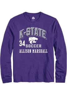 Allison Marshall Mens Purple K-State Wildcats NIL Arch Logo Long Sleeve Player T Shirt