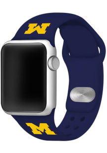 Silicone Sport Apple Michigan Wolverines Mens Watch Band - Blue